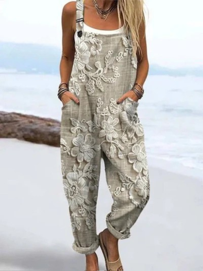 Liora | Broderet Dungaree med Blomster