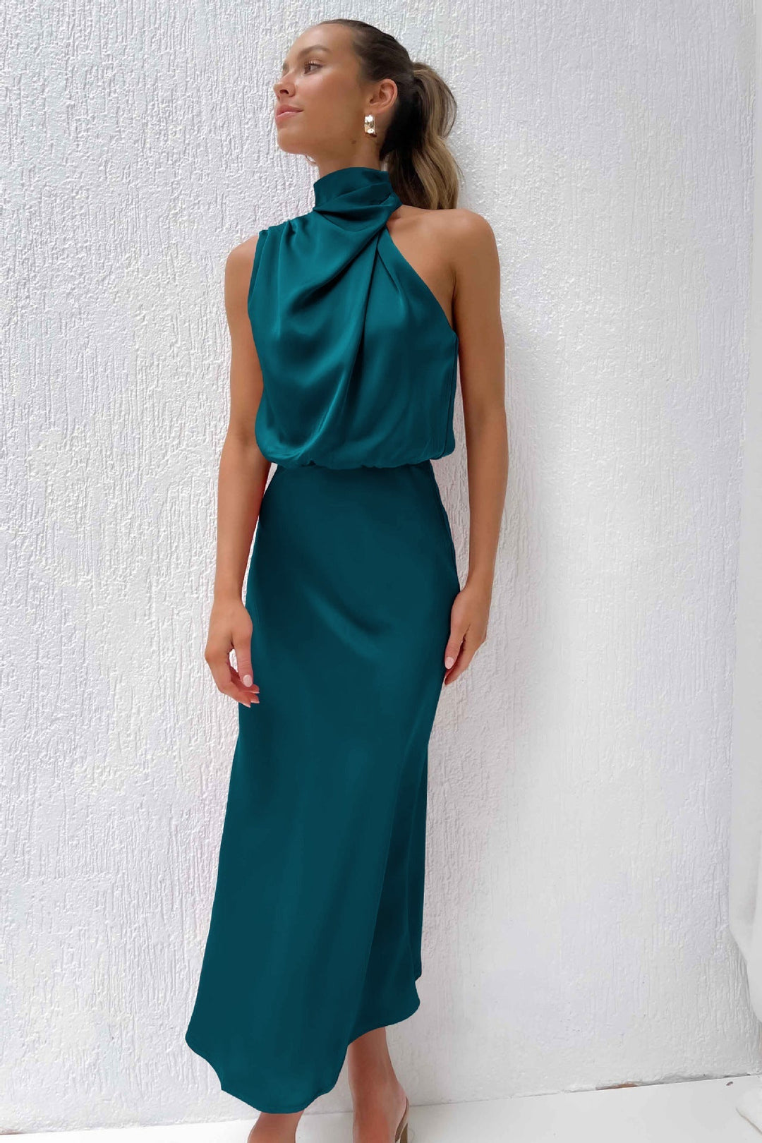 Carlina™ - Lang kjole med halterneck