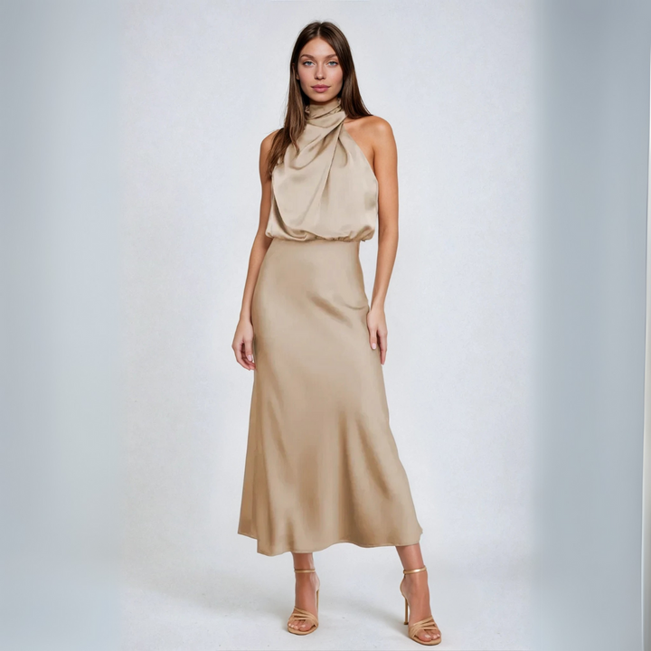 Carlina™ - Lang kjole med halterneck