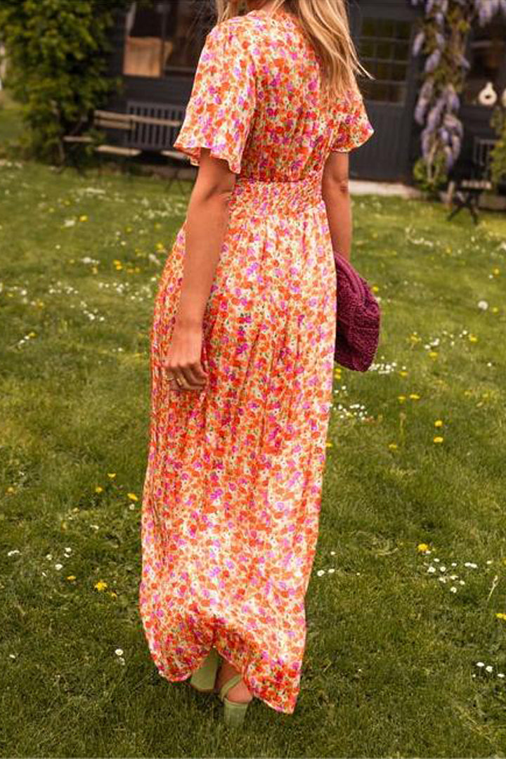 Pauline™ - Lang kjole med blomstermotiv