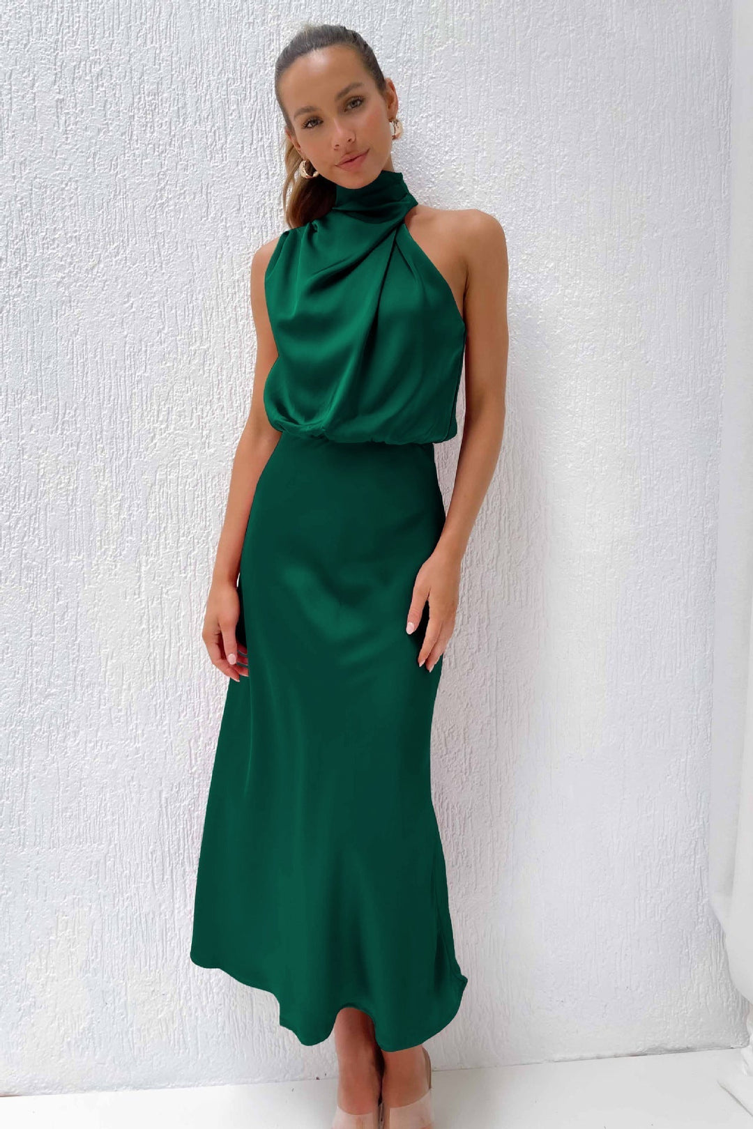 Carlina™ - Lang kjole med halterneck