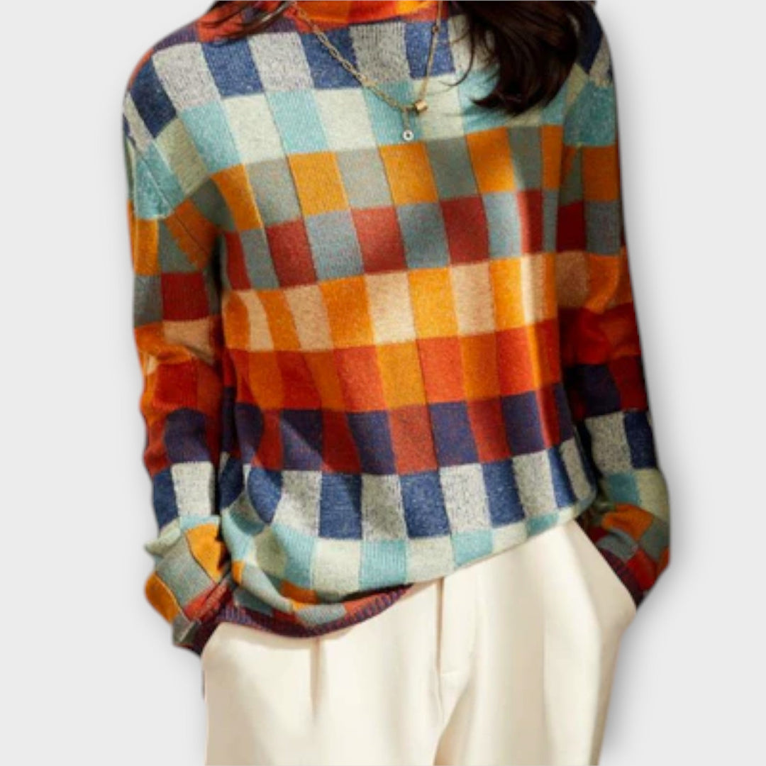 Patricia™ - Patchwork rullekrave striktrøje
