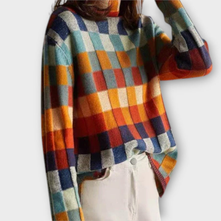 Patricia™ - Patchwork rullekrave striktrøje