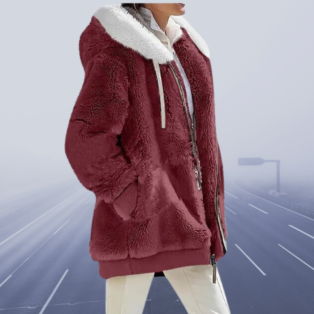 Frida™ - Blød Faux Fur Hættejakke
