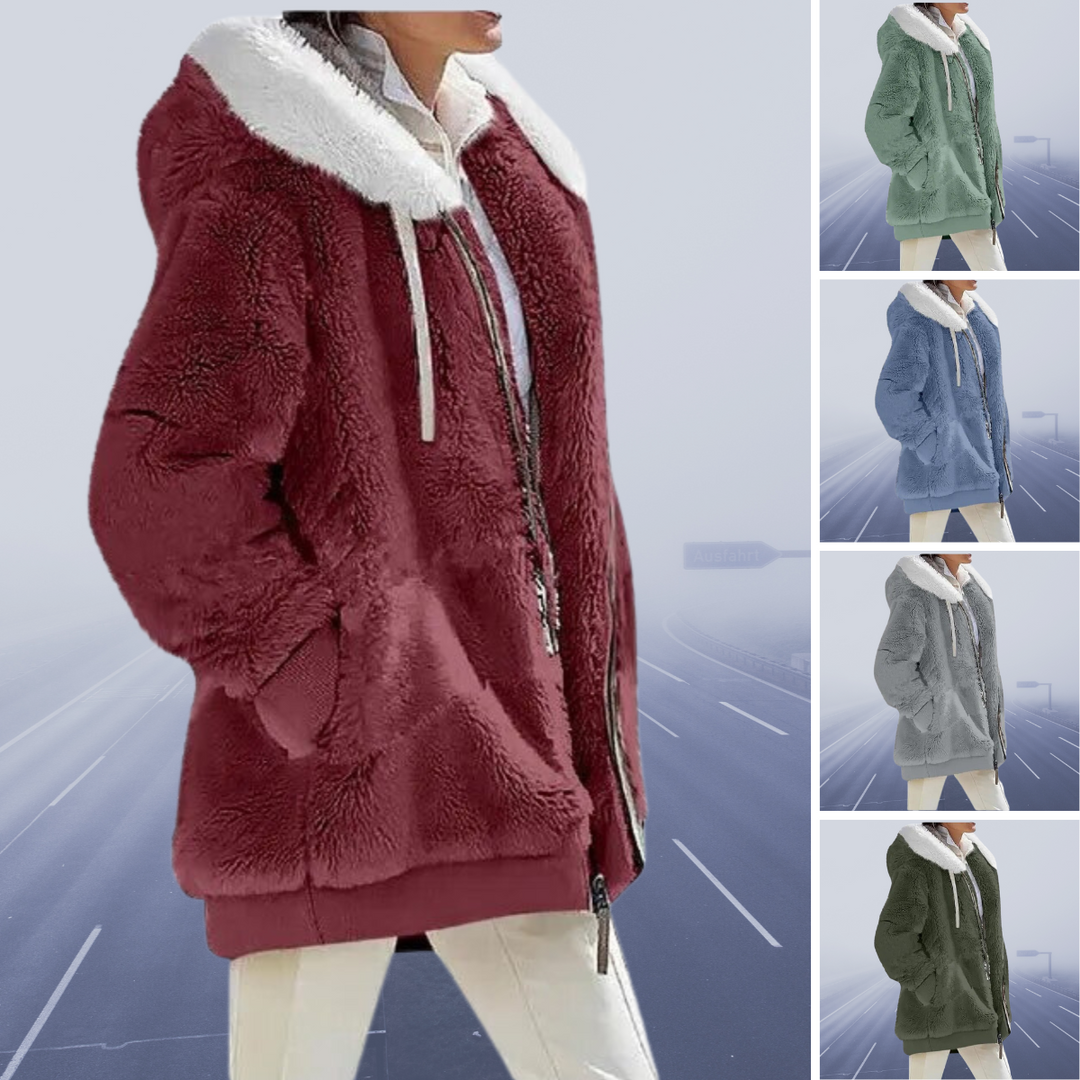 Frida™ - Blød Faux Fur Hættejakke