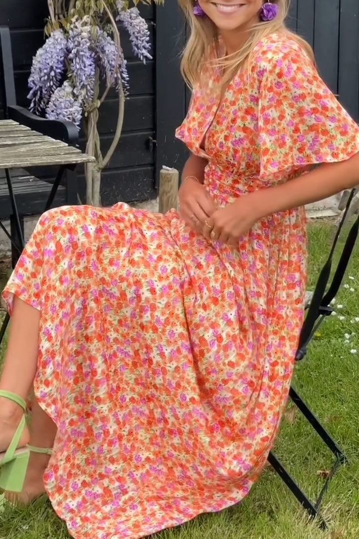 Pauline™ - Lang kjole med blomstermotiv