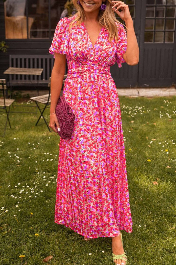 Pauline™ - Lang kjole med blomstermotiv