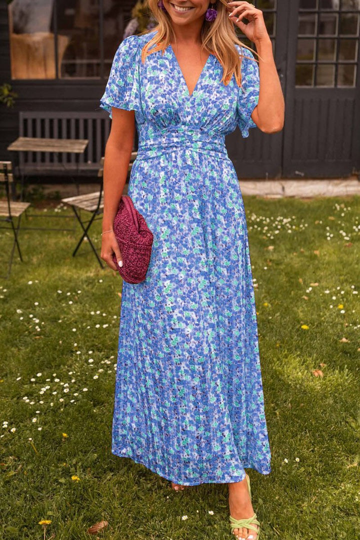 Pauline™ - Lang kjole med blomstermotiv